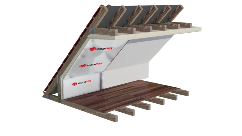 ecoPIR attic insulation construction detail.